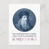Carte Postale Portrait Leonardo da Vinci avec devis (Devant)