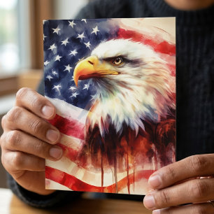 Carte Postale Portrait majestueux de l'aigle américain avec le d