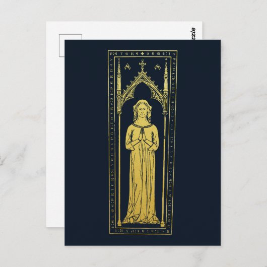 Carte Postale Portrait médiéval anglais 1300 Lady Joan Cobham (Devant / Derrière)