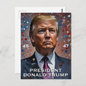 Carte Postale Portrait moderne du président Donald Trump (Devant / Derrière)