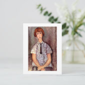 Carte Postale Portrait Modigliani Jeune fille en blouse rayée (Debout devant)