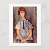 Carte Postale Portrait Modigliani Jeune fille en blouse rayée (Devant)