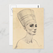 Carte Postale Portrait Néfertiti dessin Ancienne Egypte papyrus (Devant / Derrière)