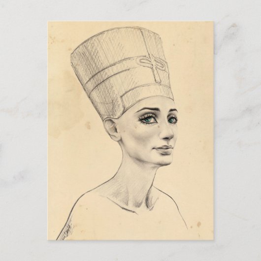 Carte Postale Portrait Néfertiti dessin Ancienne Egypte papyrus (Devant)