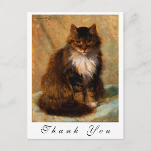 Carte Postale Portrait peint de vieux chat Maine Coon, Merci