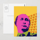 Carte Postale Portrait Pop Art de Poutine rose (Devant / Derrière)