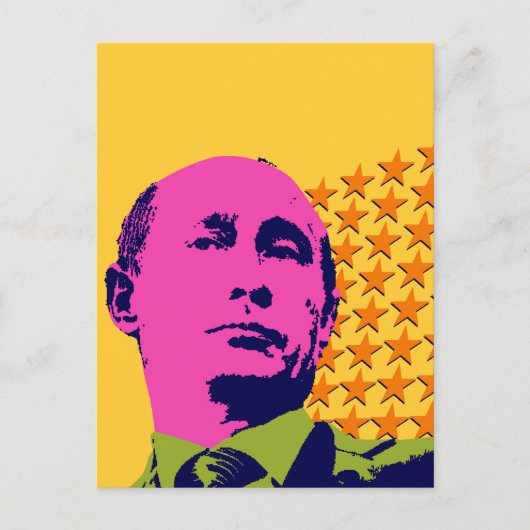 Carte Postale Portrait Pop Art de Poutine rose (Devant)