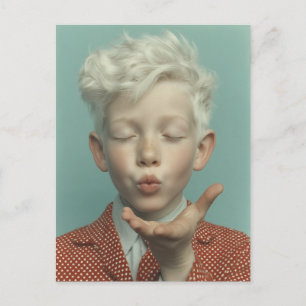 Carte Postale Portrait rêveur d'un enfant envoyant un baiser