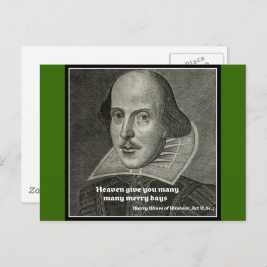 CARTE POSTALE PORTRAIT SHAKESPEARE AVEC DEVIS (Devant / Derrière)
