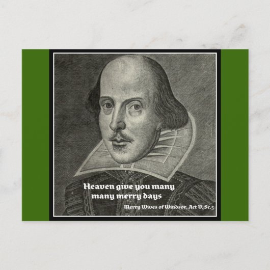 CARTE POSTALE PORTRAIT SHAKESPEARE AVEC DEVIS (Devant)