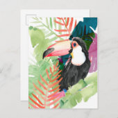 Carte Postale Portrait toucan avec Feuilles tropicaux (Devant / Derrière)