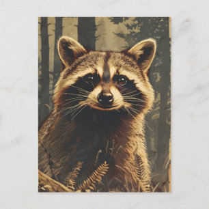 Carte Postale Portrait vintage du Raccoon