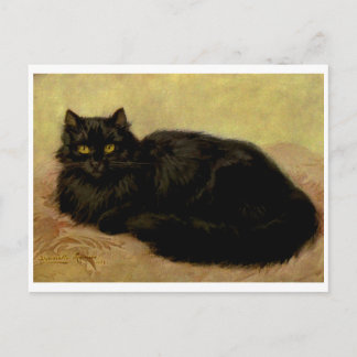 Carte Postale Portrait vintage élégant de chat persan noir
