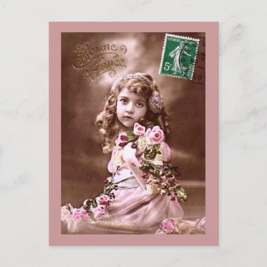 Carte Postale Portrait Vintage pour fille (Devant)