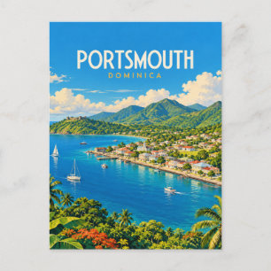 Carte Postale Portsmouth Dominica Art de voyage vintage