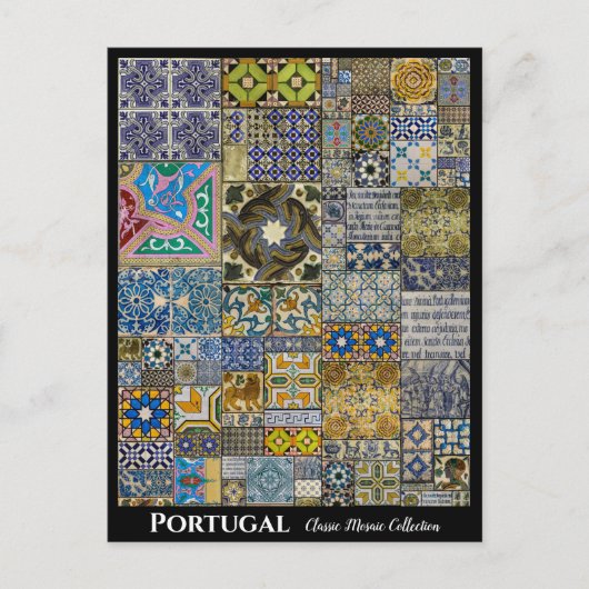 Carte postale Portugal en mosaïque colorée (Devant)