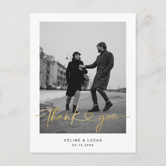 Carte Postale Pos de remerciement de mariage à l'écriture minima (Devant)