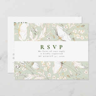 Carte Postale Pos RSVP minimalistes pour mariage des Fleurs sauv