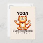 Carte Postale Pose de Yoga de chat - Drôle Yoga (Devant / Derrière)