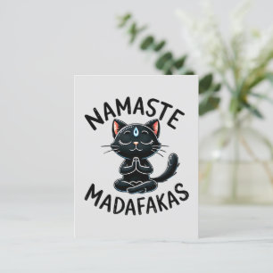 Carte Postale Pose de Yoga de chat - Namaste Madafakas