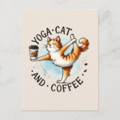 Carte Postale Pose de Yoga de chat - Yoga Chat et Café (Devant)