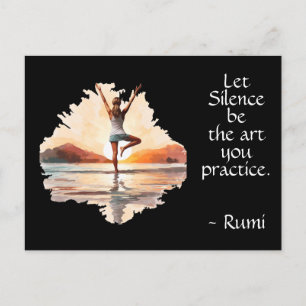 Carte Postale Pose de yoga et citation silencieuse de Rumi