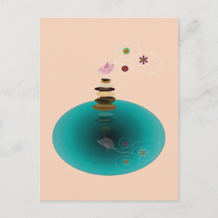 Carte Postale Pose de yoga, oisif sur les rochers