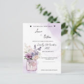 Carte Postale Poser Des Fleurs Violettes Dans Mason Jar Mariage (Debout devant)