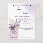 Carte Postale Poser Des Fleurs Violettes Dans Mason Jar Mariage (Devant)