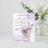 Carte Postale Poser Des Fleurs Violettes Dans Mason Jar Mariage  (Debout devant)