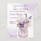 Carte Postale Poser Des Fleurs Violettes Dans Mason Jar Mariage  (Devant)