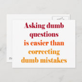 Carte Postale Poser des questions stupides est plus facile (Devant / Derrière)