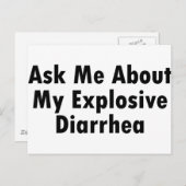 Carte Postale Posez-Moi Des Questions Sur Ma Diarrhée Explosive (Devant / Derrière)