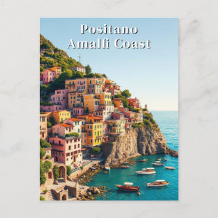 Carte Postale Positano Côte Amalfitaine Voyage Vintage Falaises