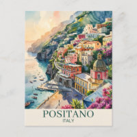 Positano Italie Côte Amalfitaine Paysage Aquarelle