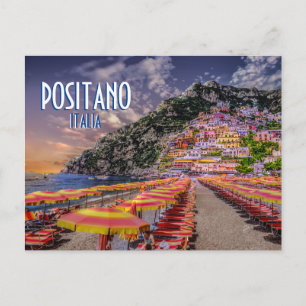 Carte Postale Positano Retour Adresse Retro Typographie Voyage