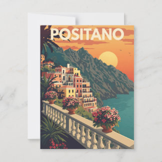 Carte Postale Positano vintage Italie affiche de voyage