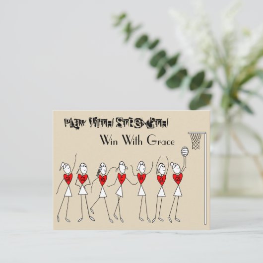 Carte Postale Positions Netball Stick Figures With Quote (Debout devant)