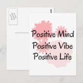 Carte Postale Positive Mind, Positive Vibe, Positive Life Quote (Devant / Derrière)