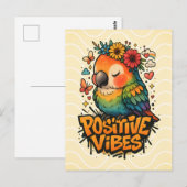 Carte Postale “Positive Vibes” Parrot (Devant / Derrière)
