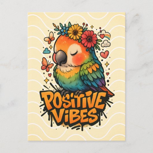 Carte Postale “Positive Vibes” Parrot (Devant)