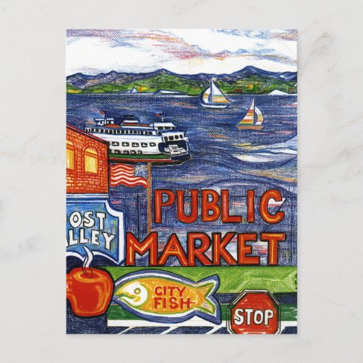 Carte Postale Post Alley avec Ferry (Devant)