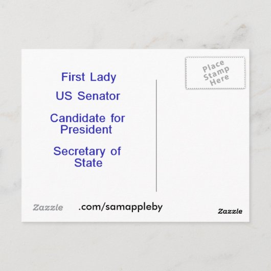 Carte Postale Post-card d'Hillary Clinton (Dos)
