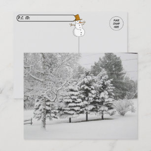 Carte Postale Post-croisement - hiver neigeux du Vermont en B&W