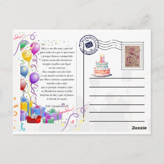 Carte Postale Postal de cumpleaños (Dos)