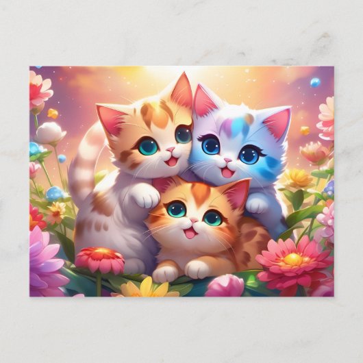 Carte Postale Postal kawaii gatitos (Devant)