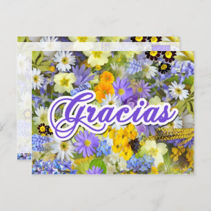 Carte Postale Postal Tarjeta - Gracias - Floral