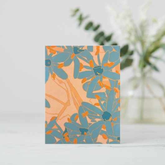 Carte Postale Postcard Contemporary Leaf Design in Peach (Debout devant)