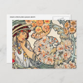 Carte Postale Postcard: Mucha - Language of Flowers (Devant / Derrière)