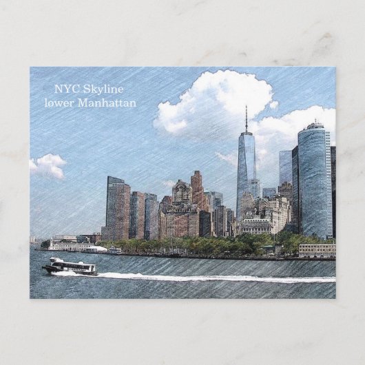Carte Postale POSTCARD NYC SKYLINE lower Manhattan (Devant)